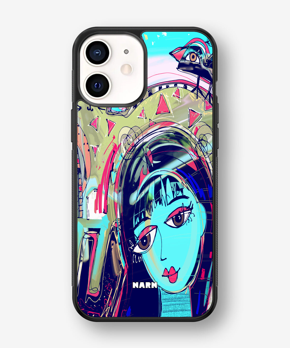 iPhone 12 Mini Hard Case – Abstract Cat - View 1