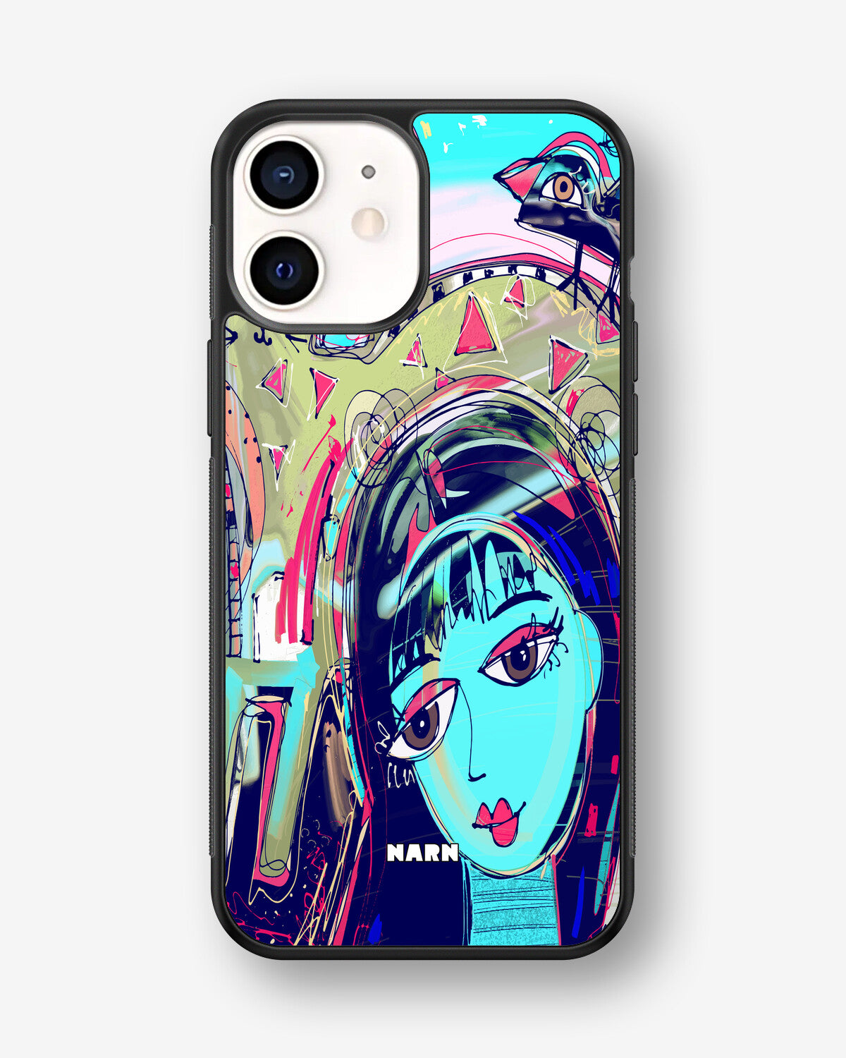 iPhone 12 Mini Hard Case – Abstract Cat - View 1