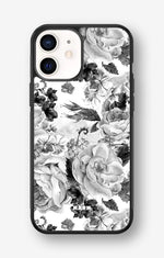 iPhone 12 Mini Hard Case – Black & White Bloom - View 1