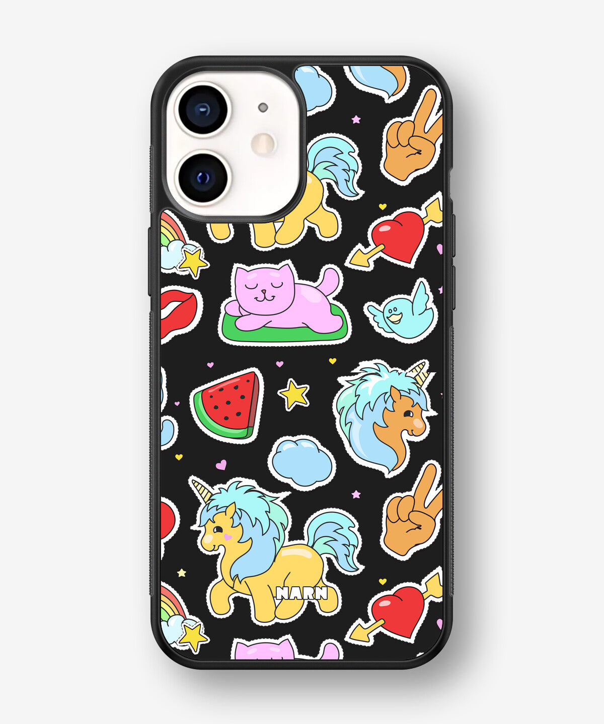 iPhone 12 Mini Hard Case – Cute Stickers - View 1