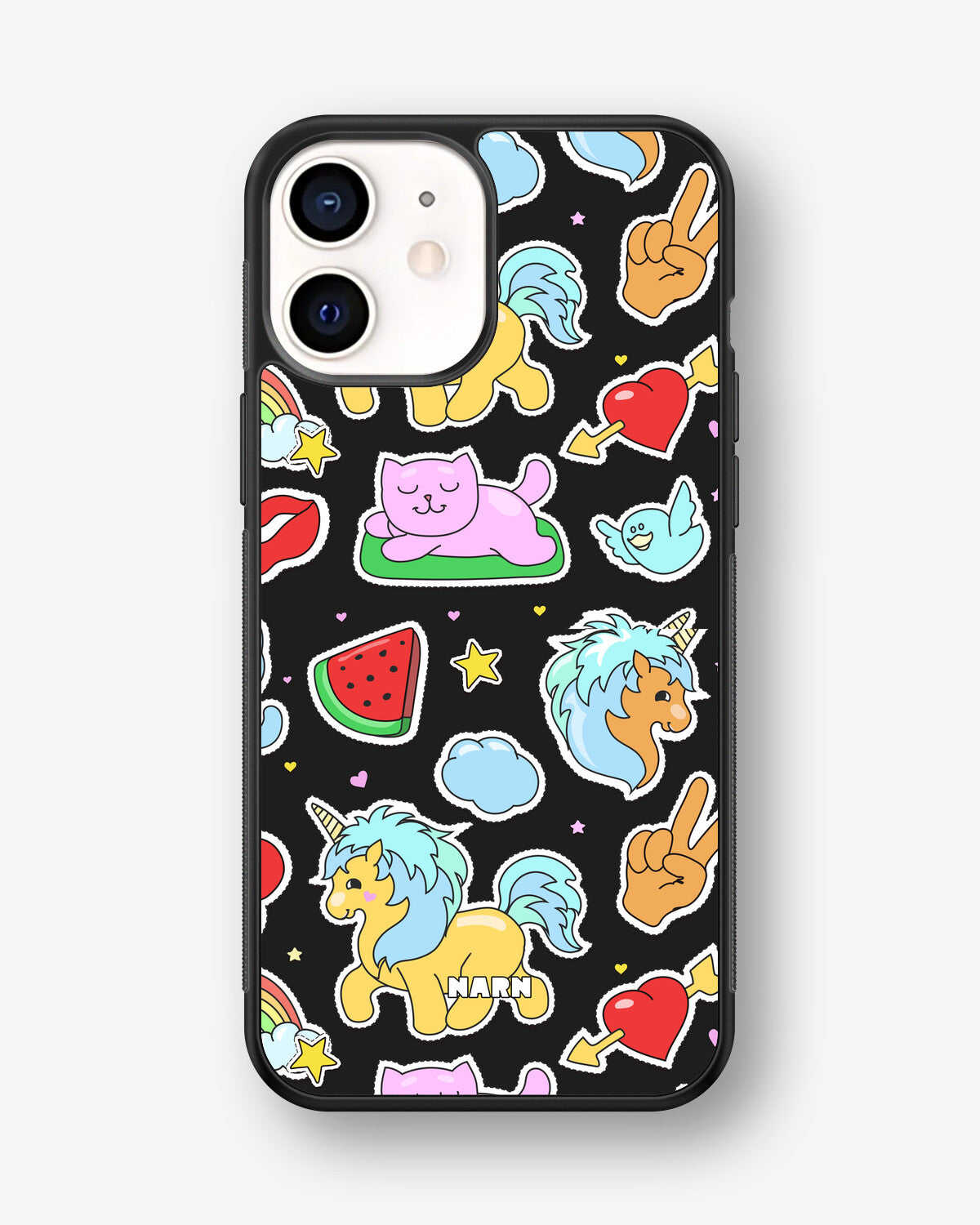 iPhone 12 Mini Hard Case – Cute Stickers - View 1