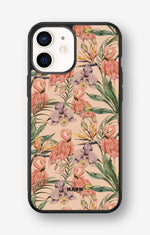 iPhone 12 Mini Hard Case – Flamingos & Flowers - View 1