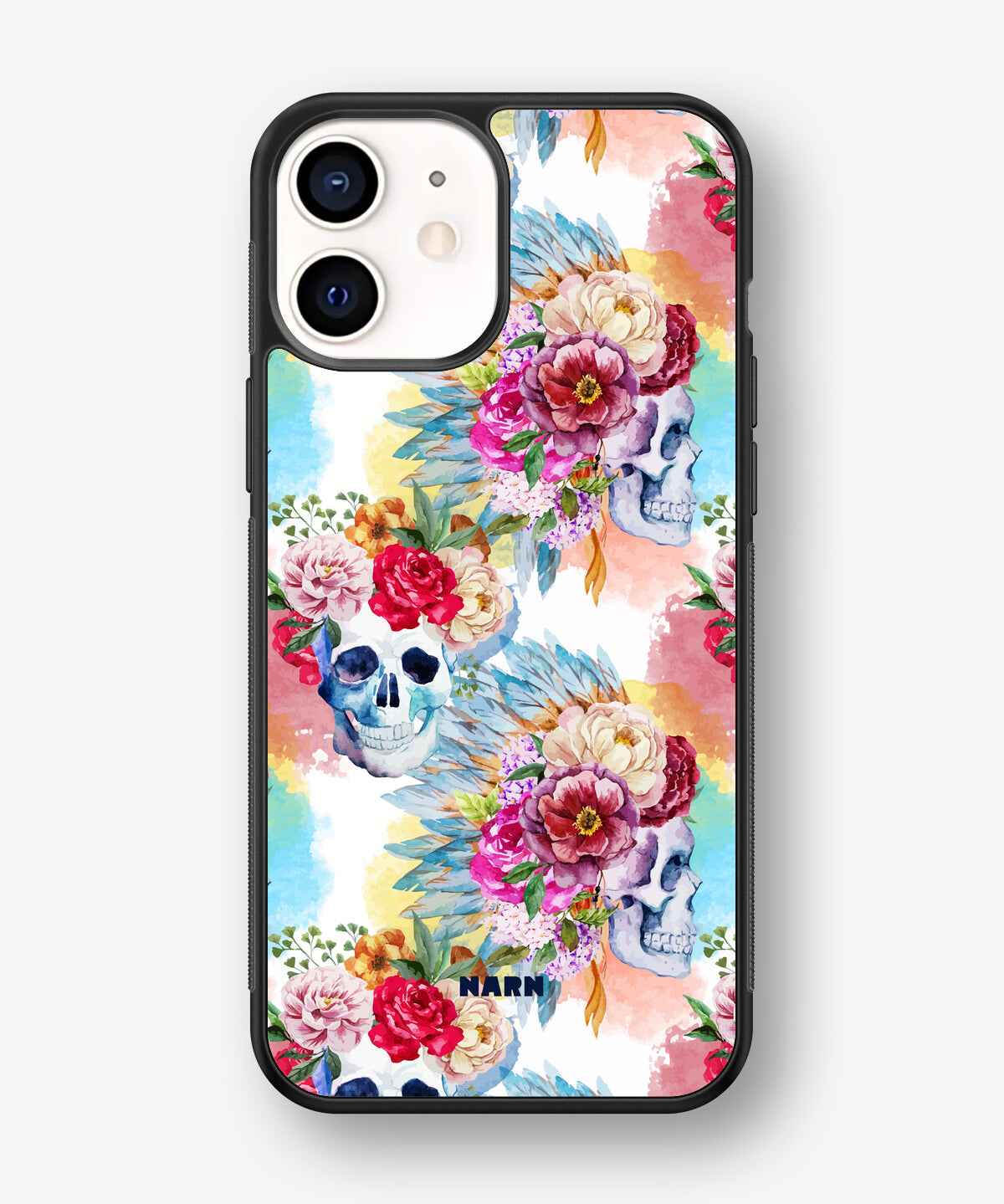 iPhone 12 Mini Hard Case – Flowered Skulls - View 1