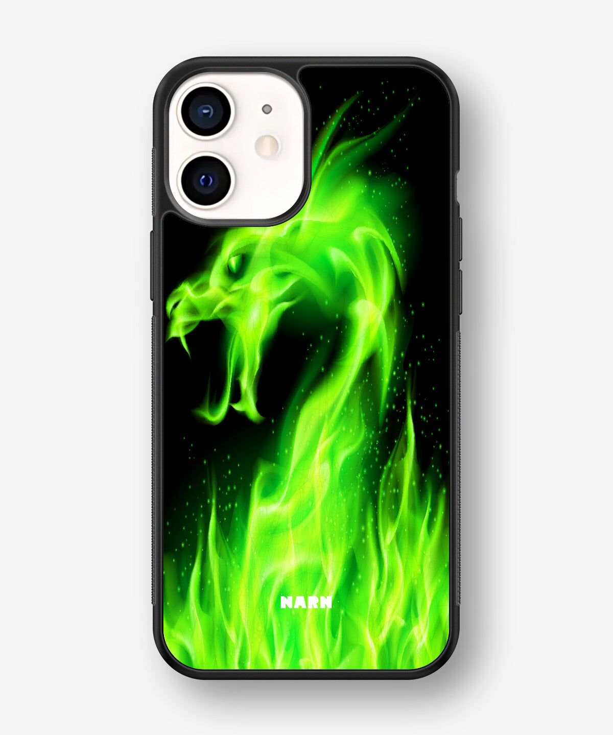 iPhone 12 Mini Hard Case – Green Flames Dragon - View 1