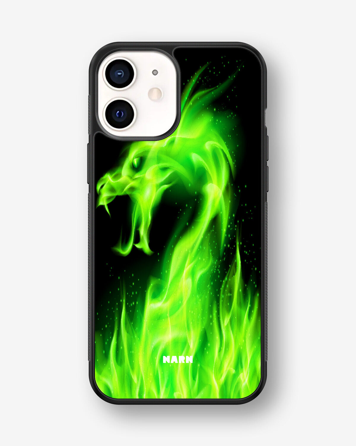 iPhone 12 Mini Hard Case – Green Flames Dragon - View 1