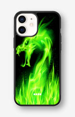 iPhone 12 Mini Hard Case – Green Flames Dragon - View 1