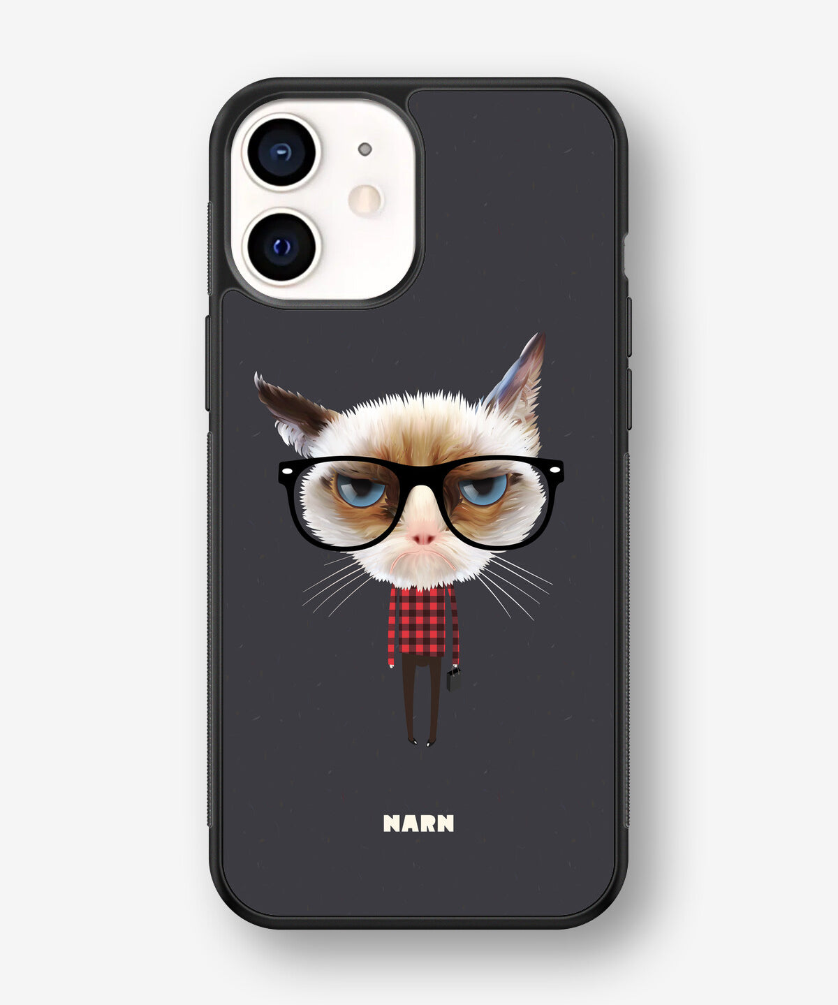 iPhone 12 Mini Hard Case – Hipster Cat - View 1