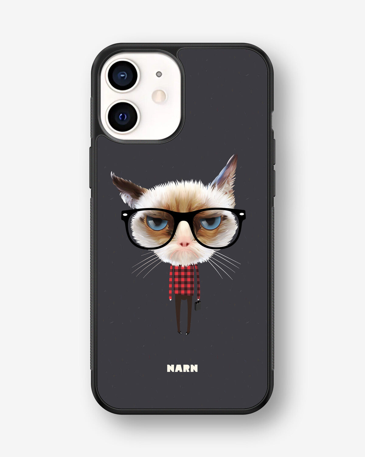 iPhone 12 Mini Hard Case – Hipster Cat - View 1