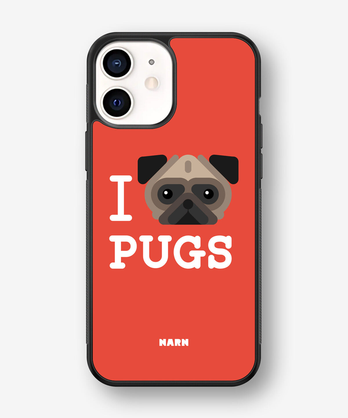iPhone 12 Mini Hard Case – I Love Pugs - View 1