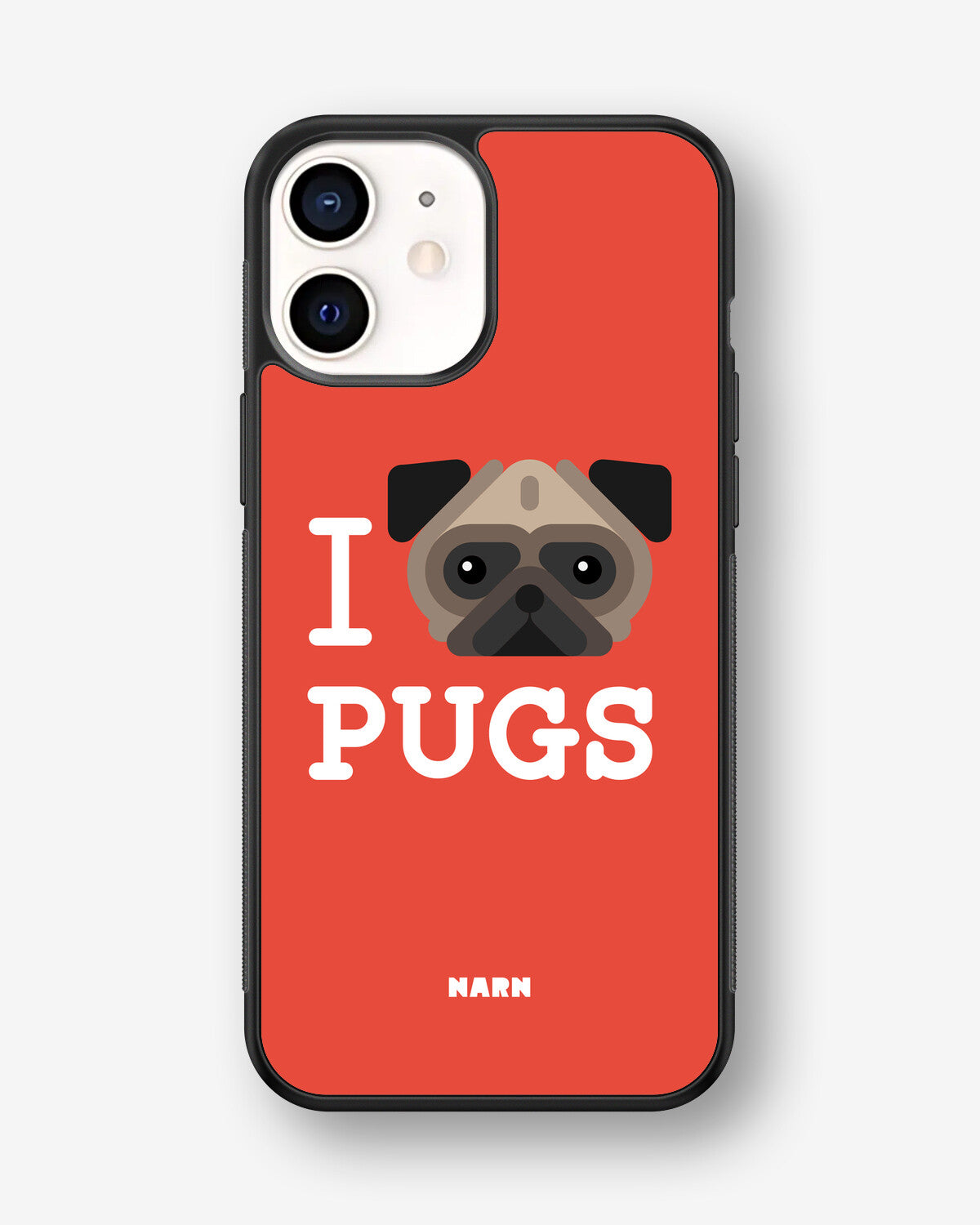 iPhone 12 Mini Hard Case – I Love Pugs - View 1