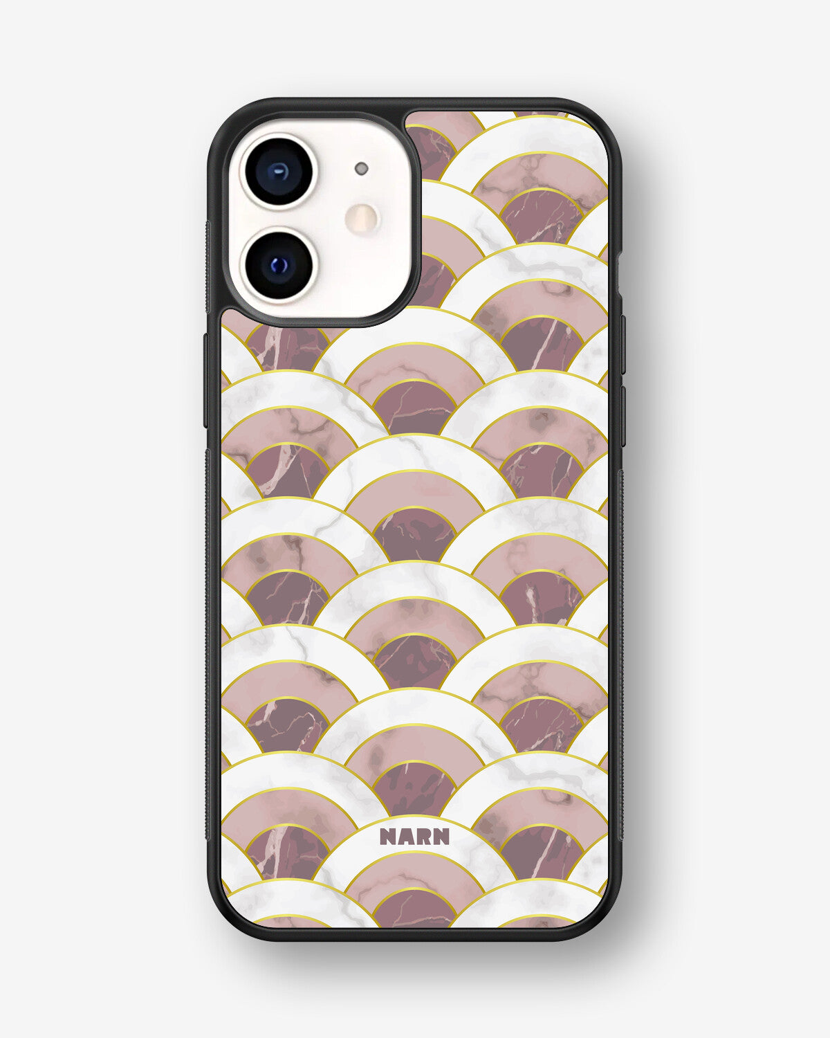 iPhone 12 Mini Hard Case – Pink Marble Waves - View 1
