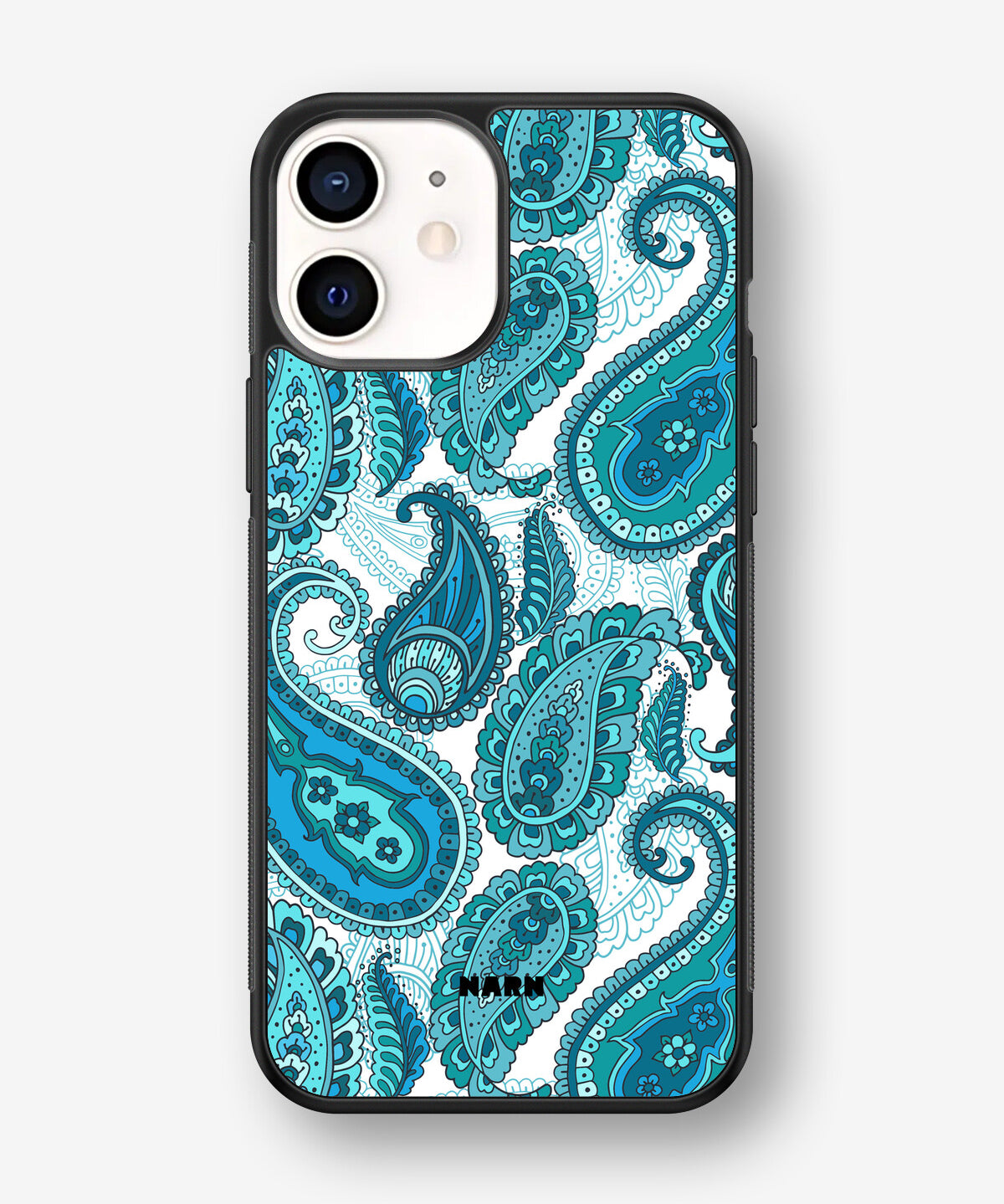 iPhone 12 Mini Hard Case – Turquoise Paisley - View 1