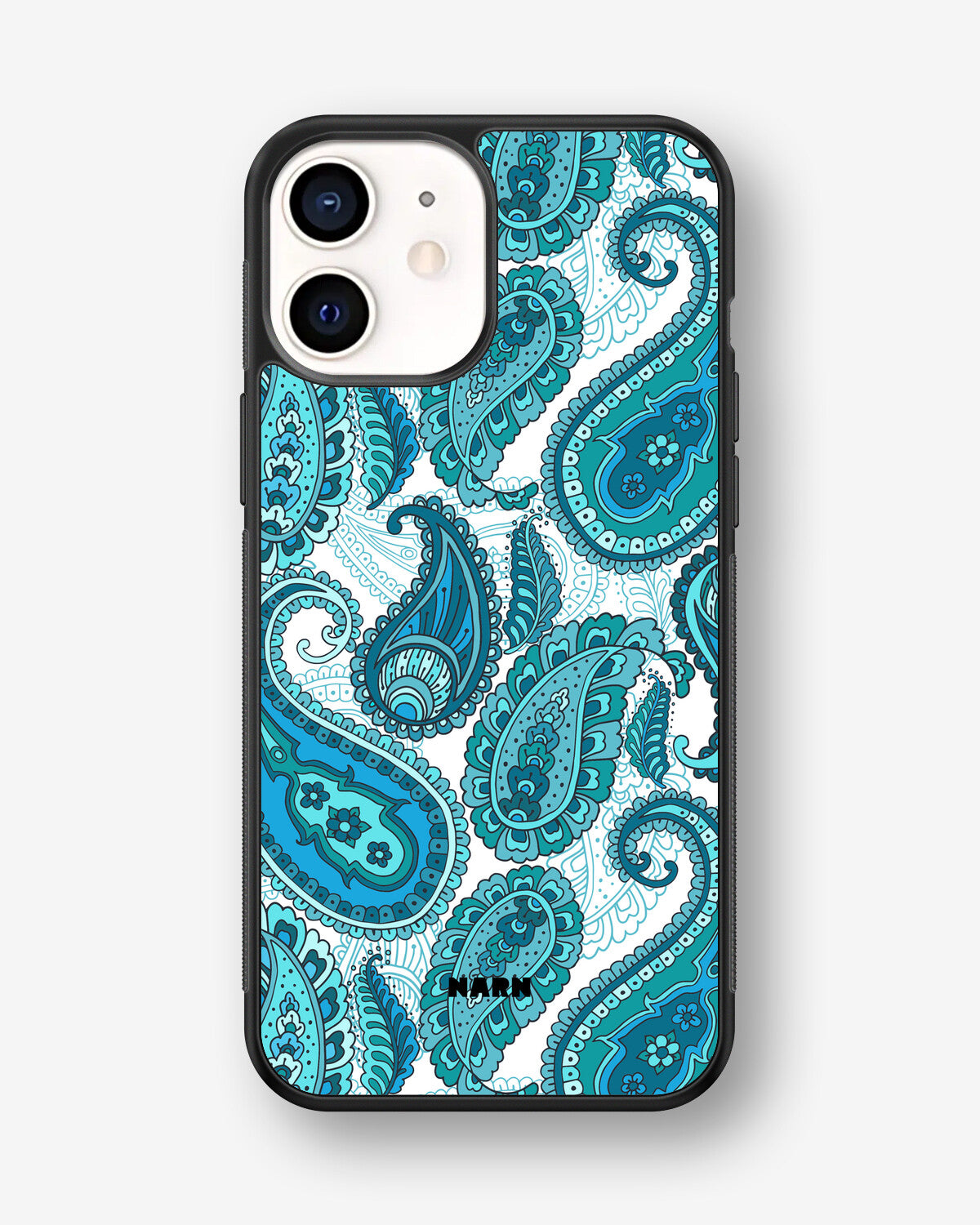 iPhone 12 Mini Hard Case – Turquoise Paisley - View 1