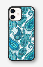 iPhone 12 Mini Hard Case – Turquoise Paisley - View 1