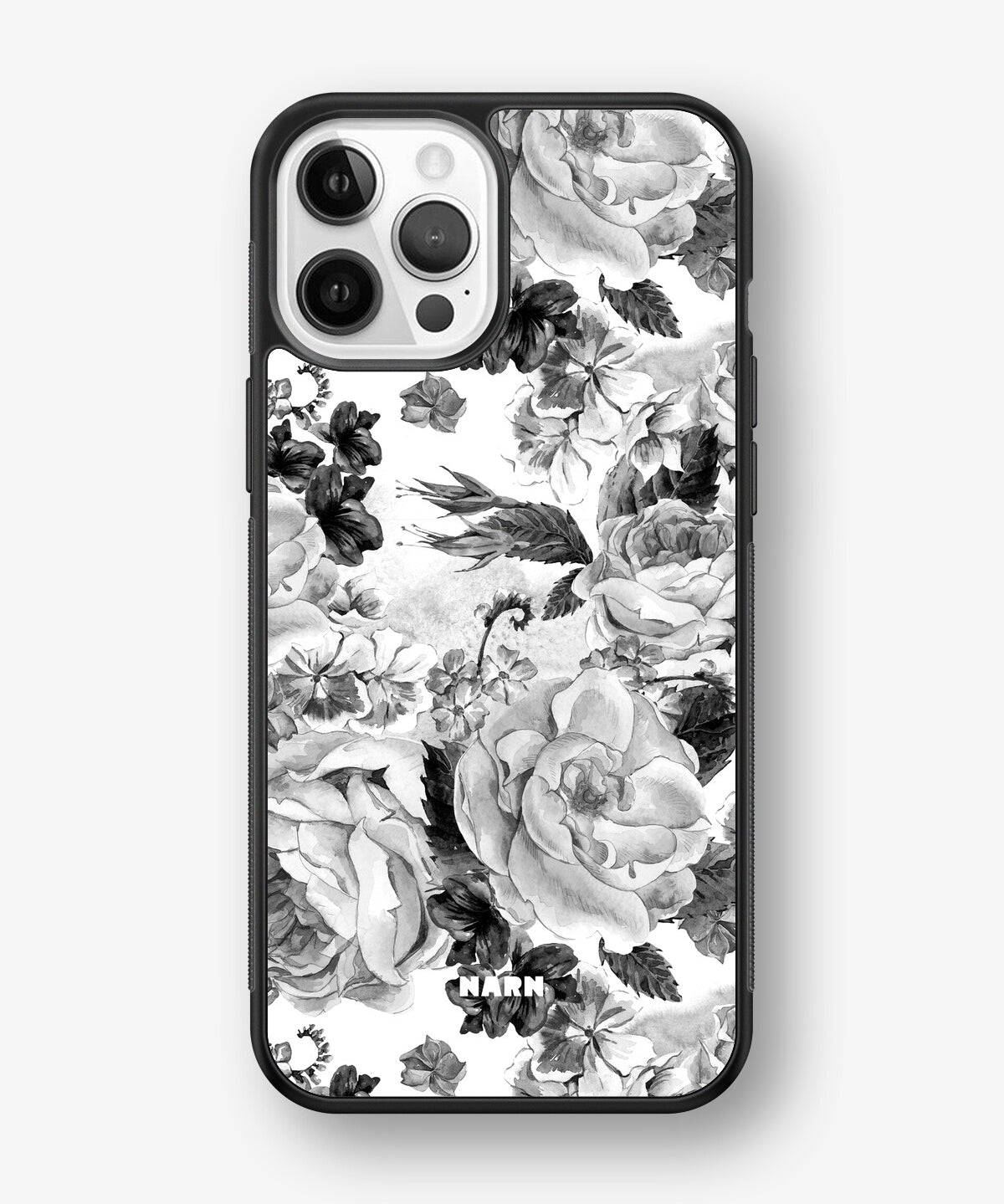 iPhone 12 Pro Max Hard Case – Black & White Bloom - View 1