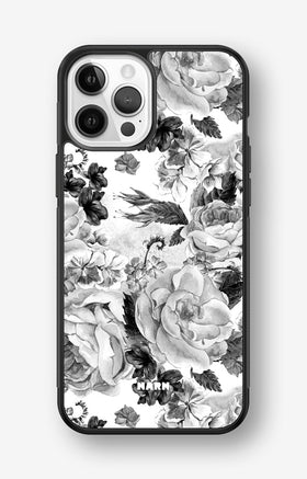 iPhone 12 Pro Max Hard Case – Black & White Bloom - View 1