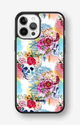iPhone 12 Pro Max Hard Case – Flowered Skulls - View 1