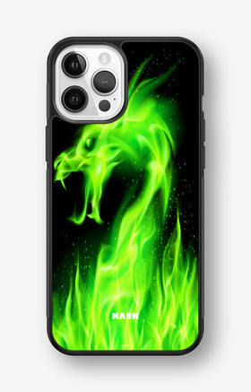 iPhone 12 Pro Max Hard Case – Green Flames Dragon - View 1