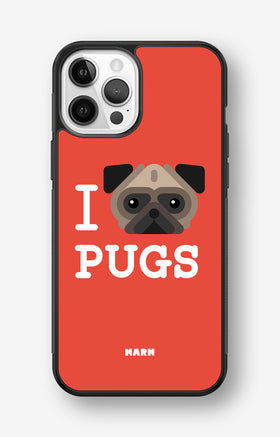 iPhone 12 Pro Max Hard Case – I Love Pugs - View 1