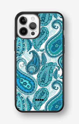 iPhone 12 Pro Max Hard Case – Turquoise Paisley - View 1