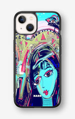 iPhone 13 Mini Hard Case – Abstract Cat - View 1