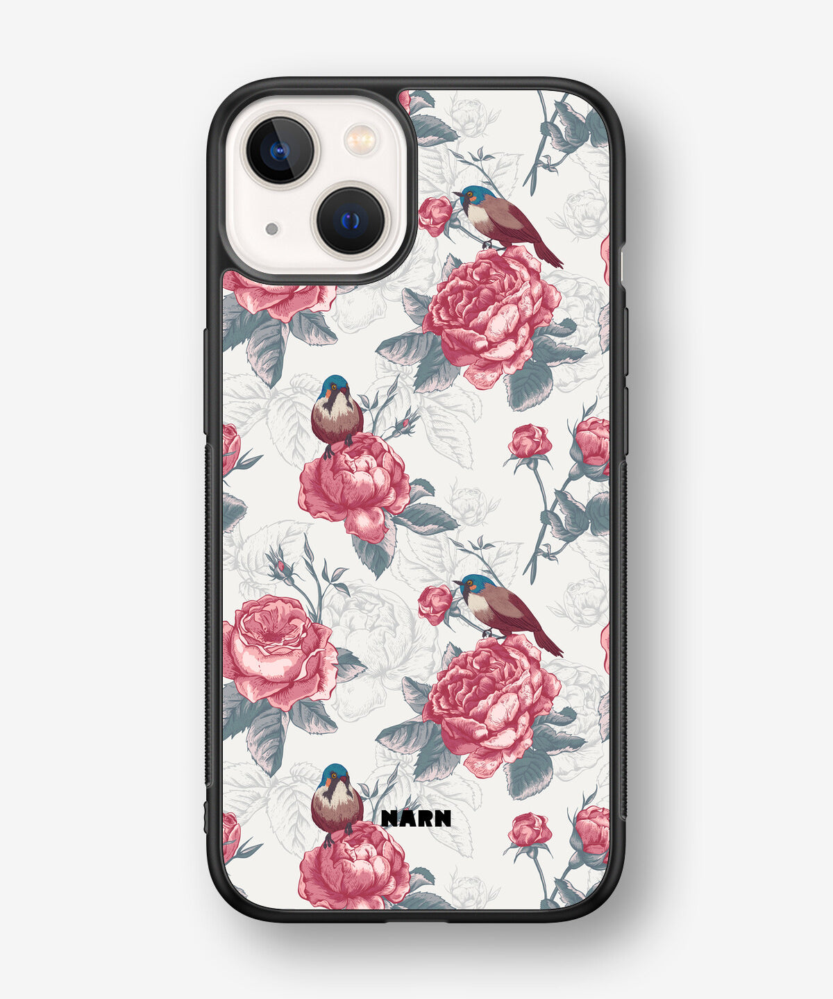 iPhone 13 Mini Hard Case – Birds Among Roses - View 1