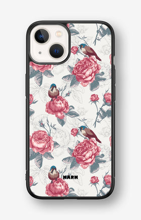 iPhone 13 Mini Hard Case – Birds Among Roses - View 1