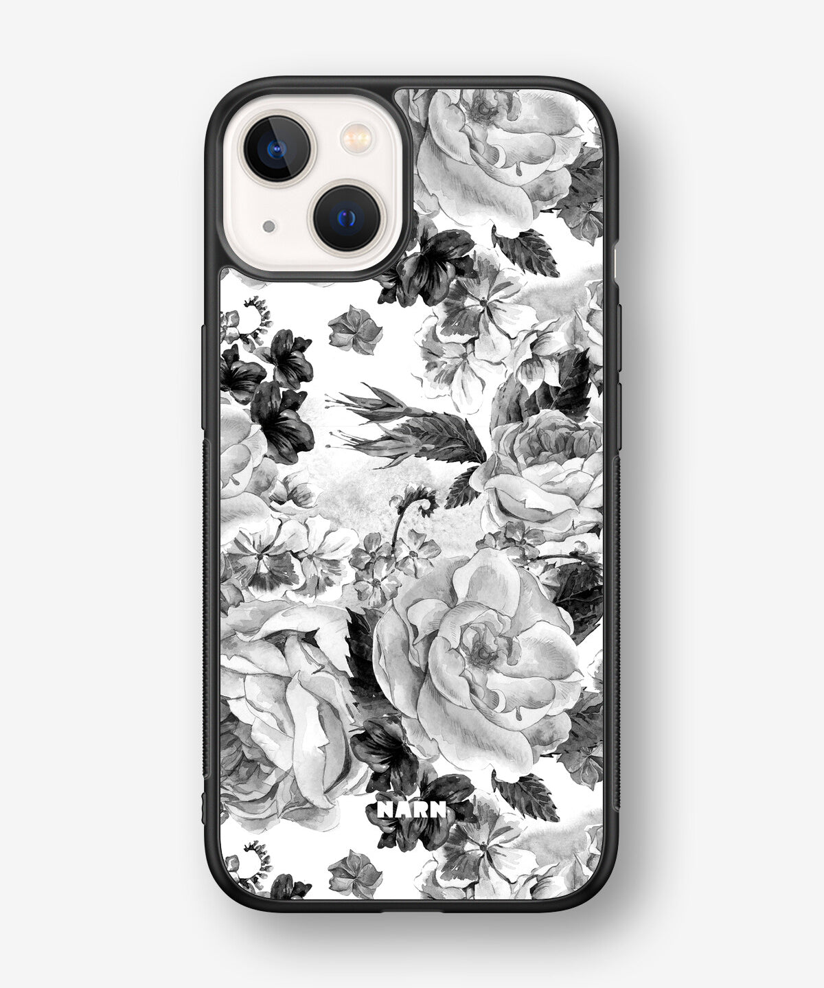 iPhone 13 Mini Hard Case – Black & White Bloom - View 1