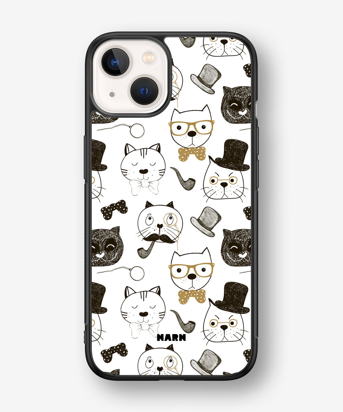 iPhone 13 Mini Hard Case – Cartoon Cats - View 1