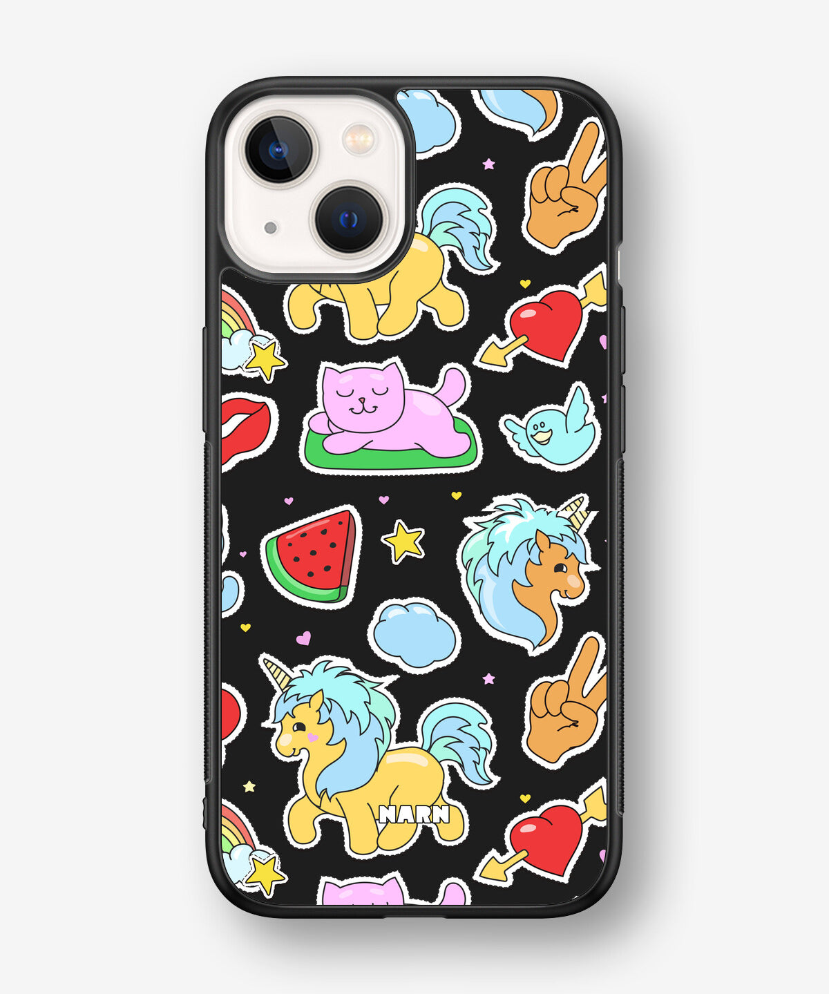 iPhone 13 Mini Hard Case – Cute Stickers - View 1