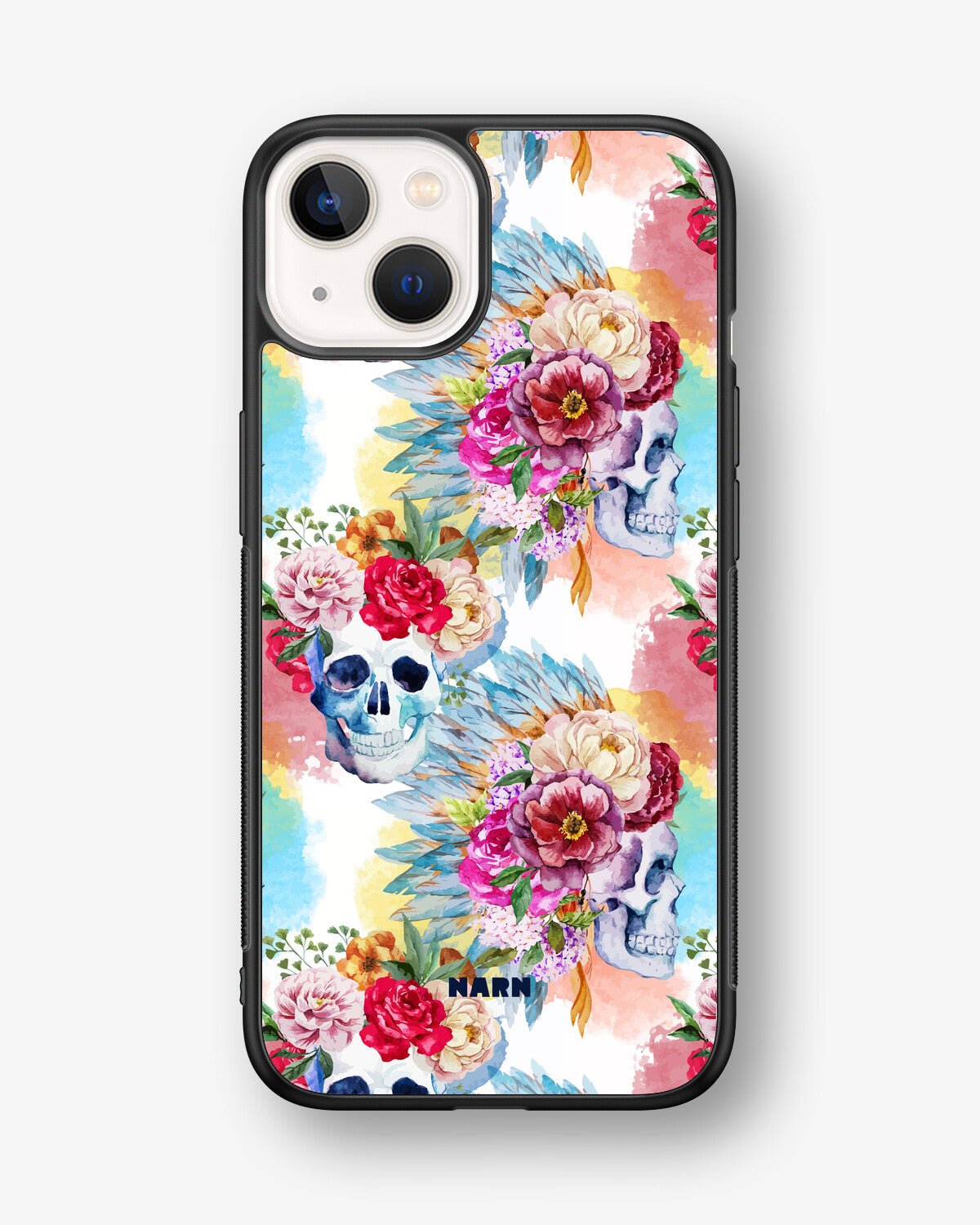 iPhone 13 Mini Hard Case – Flowered Skulls - View 1