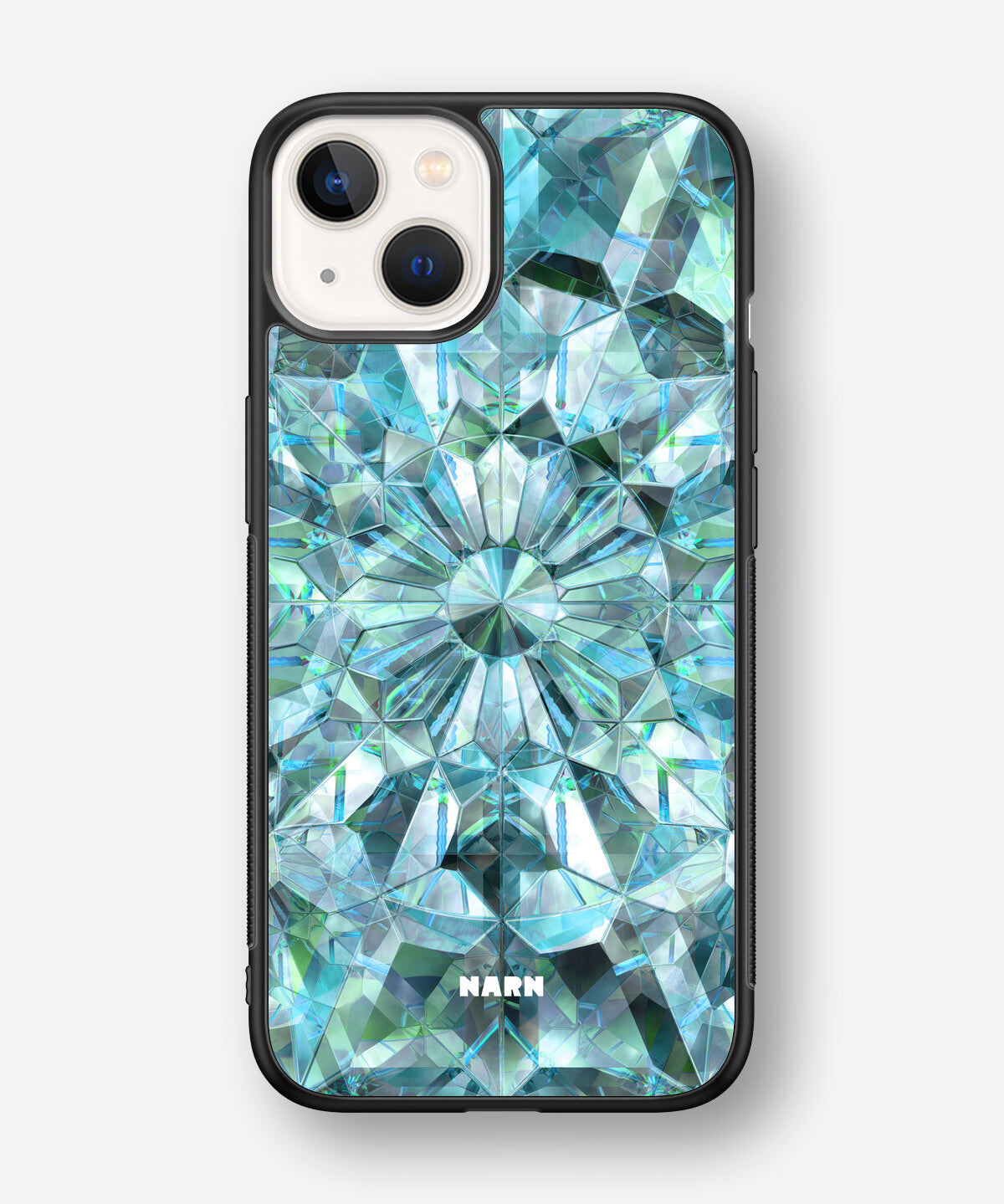 iPhone 13 Mini Hard Case – Green Crystals - View 1