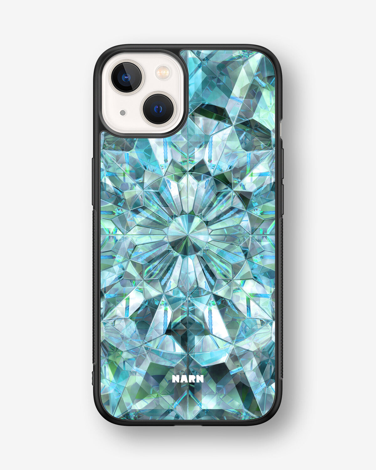 iPhone 13 Mini Hard Case – Green Crystals - View 1