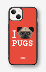 iPhone 13 Mini Hard Case – I Love Pugs - View 1