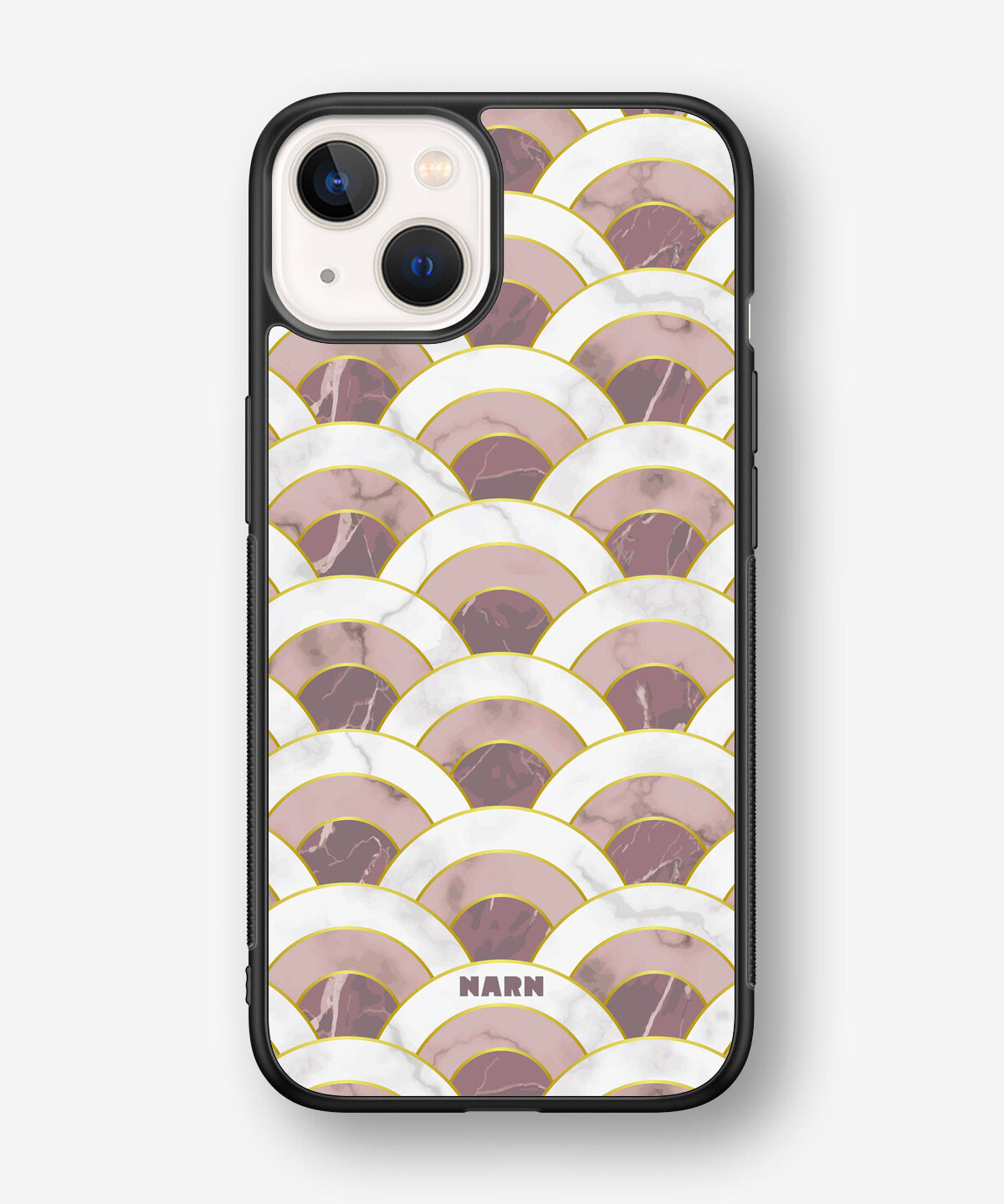 iPhone 13 Mini Hard Case – Pink Marble Waves - View 1
