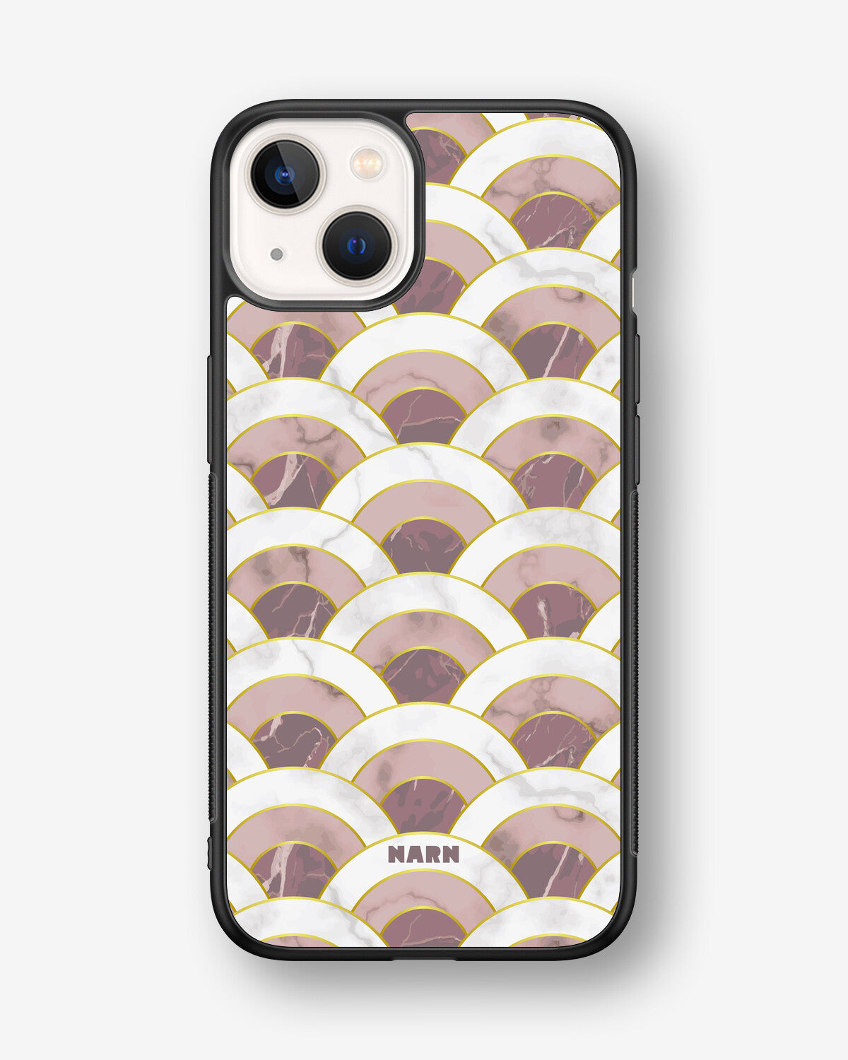 iPhone 13 Mini Hard Case – Pink Marble Waves - View 1