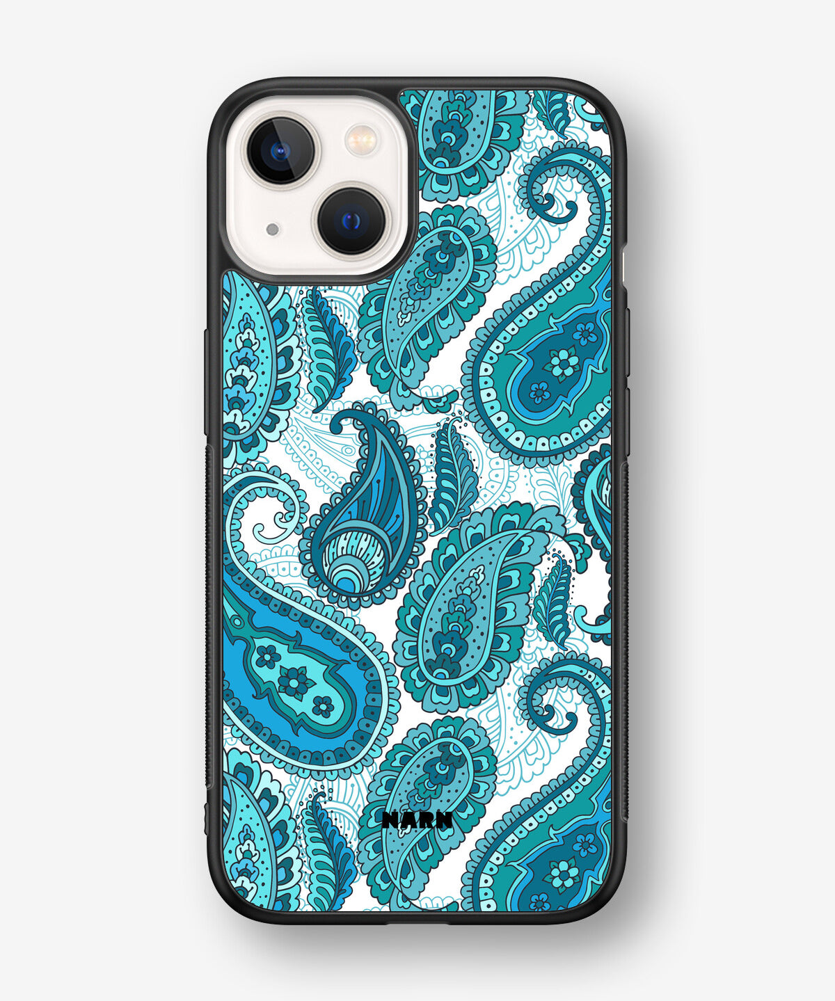 iPhone 13 Mini Hard Case – Turquoise Paisley - View 1