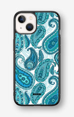 iPhone 13 Mini Hard Case – Turquoise Paisley - View 1