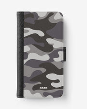 iPhone 13 Mini Wallet Case - Grey Camo - View 1