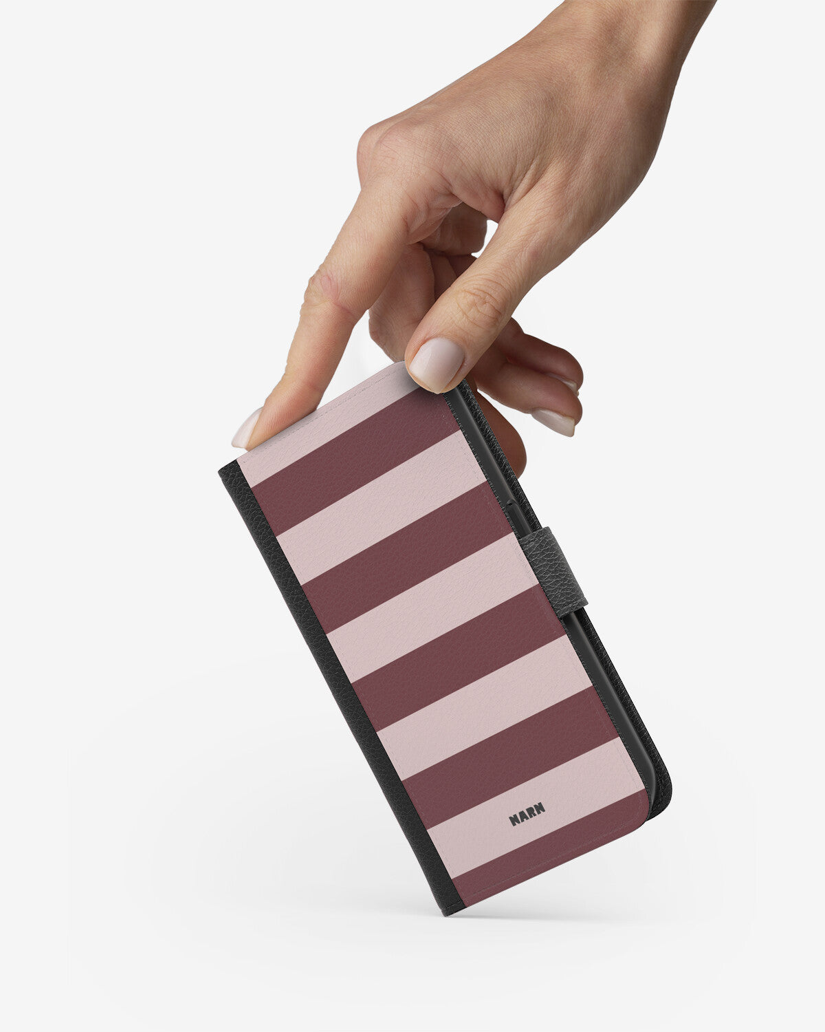 iPhone 13 Mini Wallet Case - Cranberry Stripe - View 2