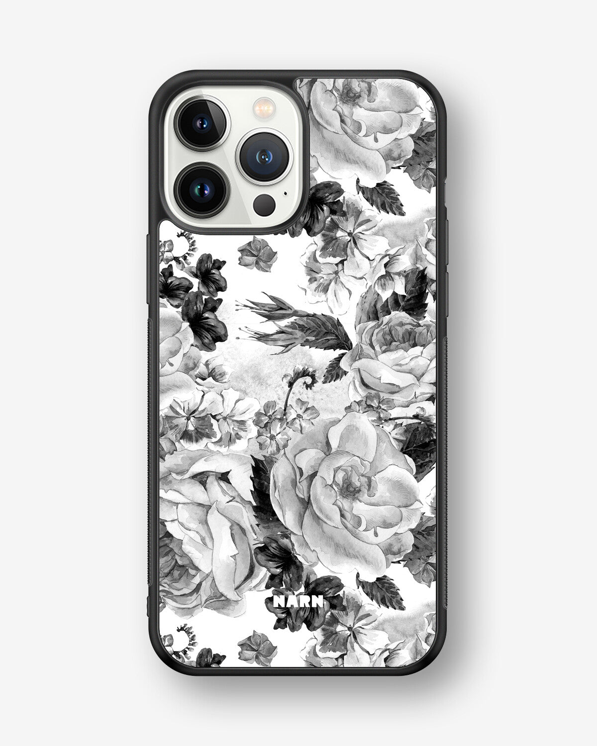 iPhone 13 Pro Max Hard Case – Black & White Bloom - View 1