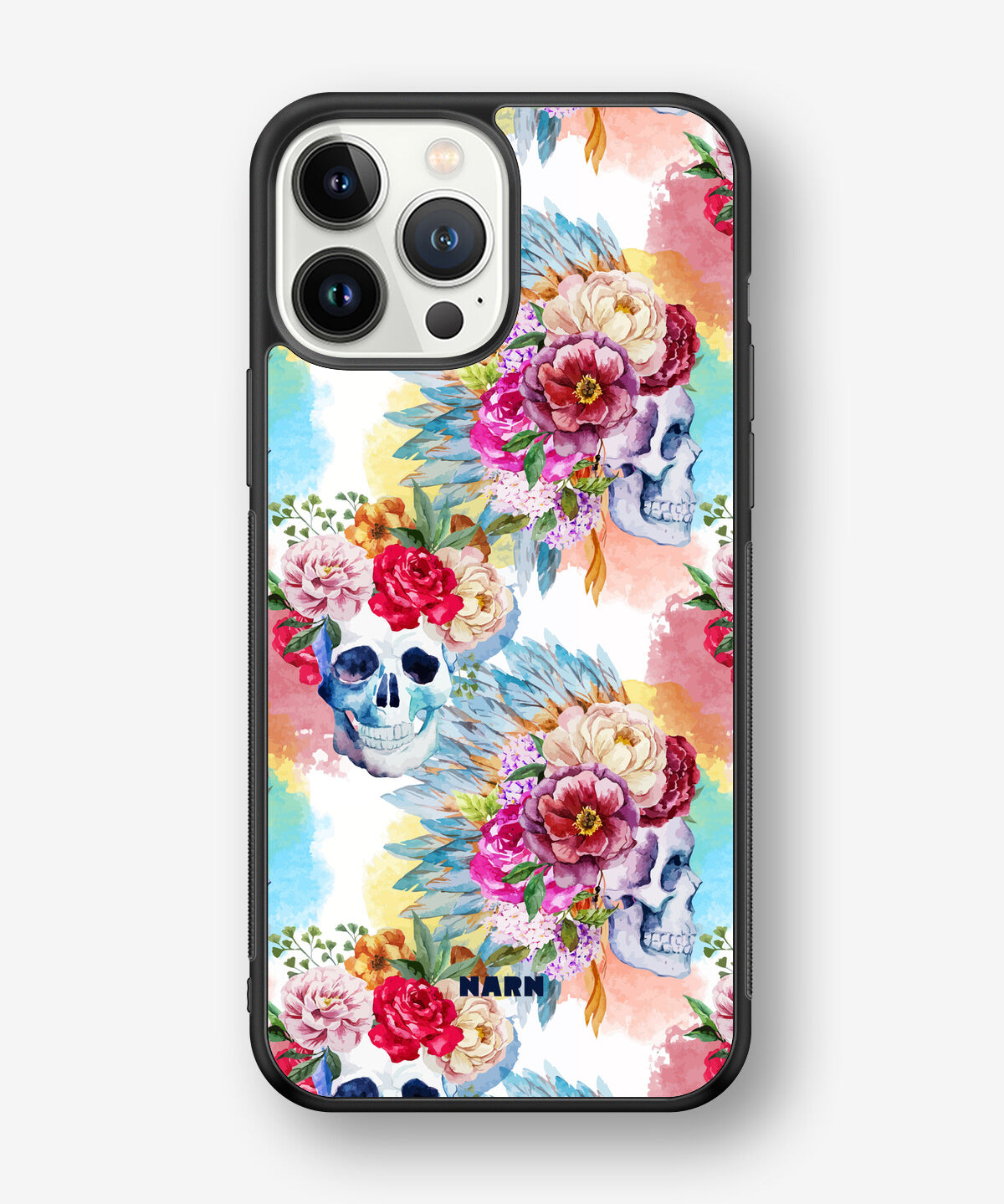 iPhone 13 Pro Max Hard Case – Flowered Skulls - View 1