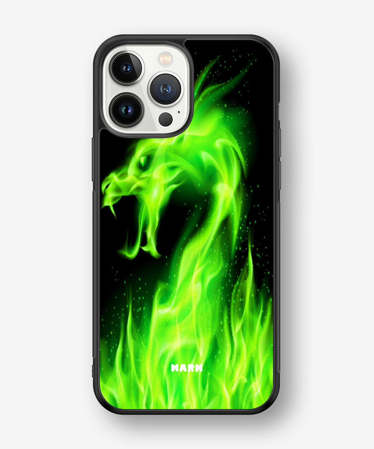 iPhone 13 Pro Max Hard Case – Green Flames Dragon - View 1