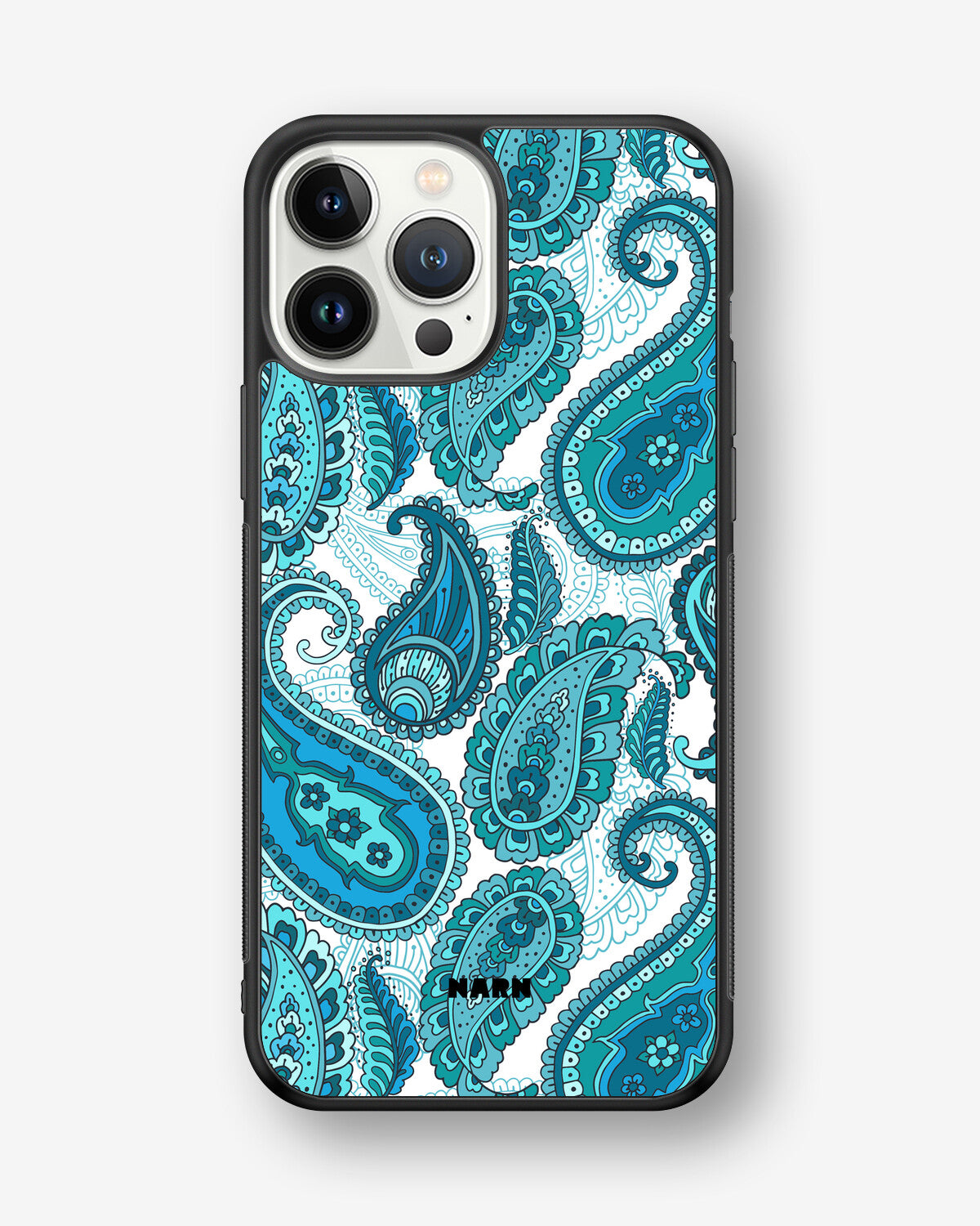 iPhone 13 Pro Max Hard Case – Turquoise Paisley - View 1