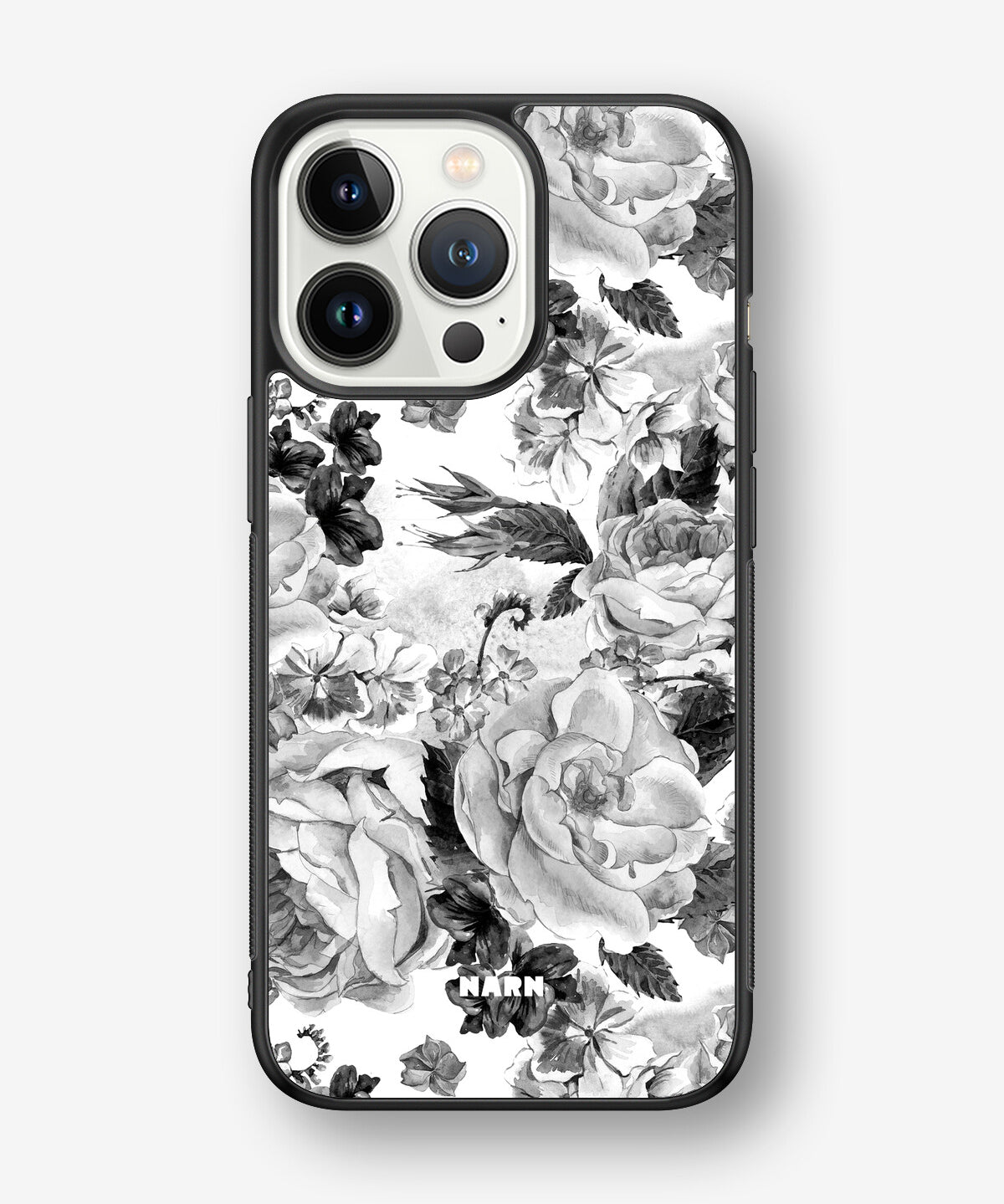 iPhone 13 Pro Hard Case – Black & White Bloom - View 1