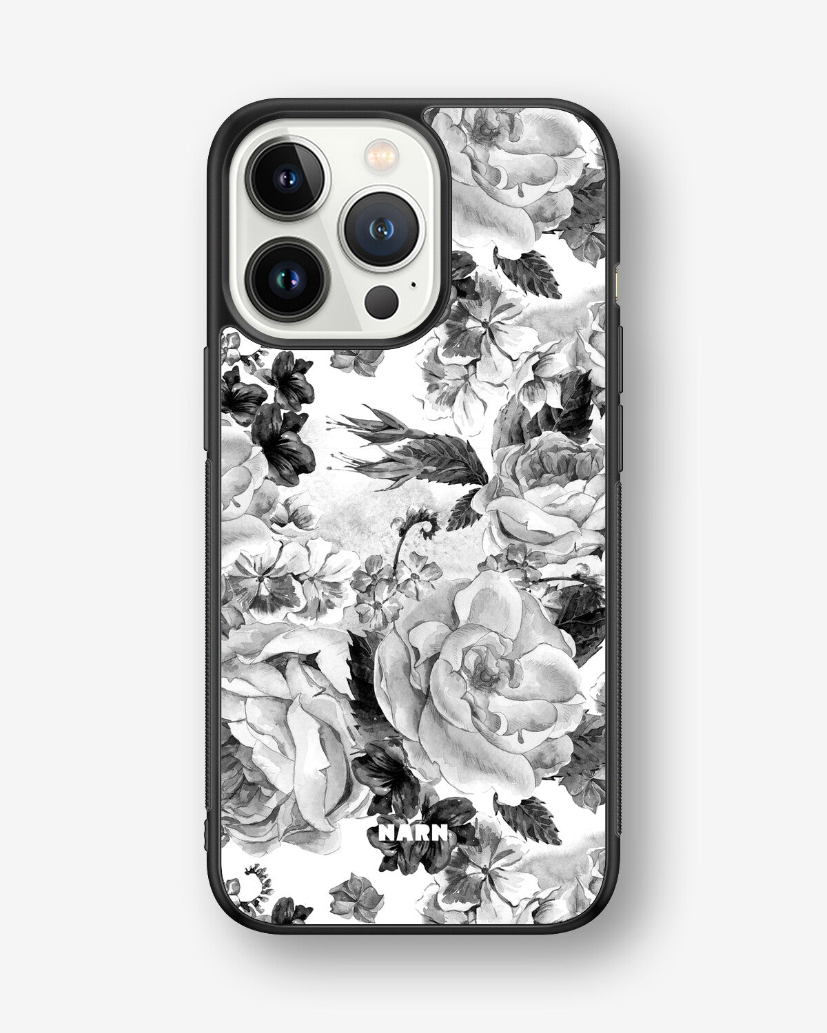 iPhone 13 Pro Hard Case – Black & White Bloom - View 1