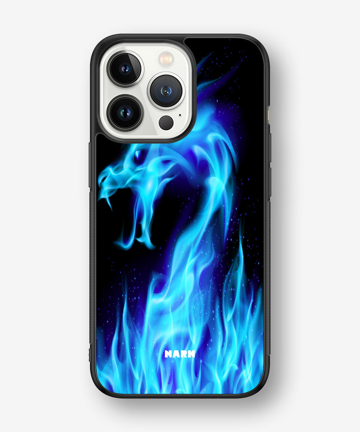 iPhone 13 Pro Hard Case – Blue Flames Dragon - View 1