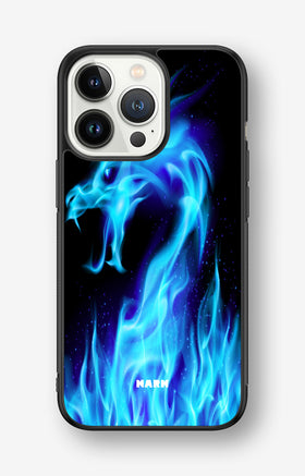 iPhone 13 Pro Hard Case – Blue Flames Dragon - View 1