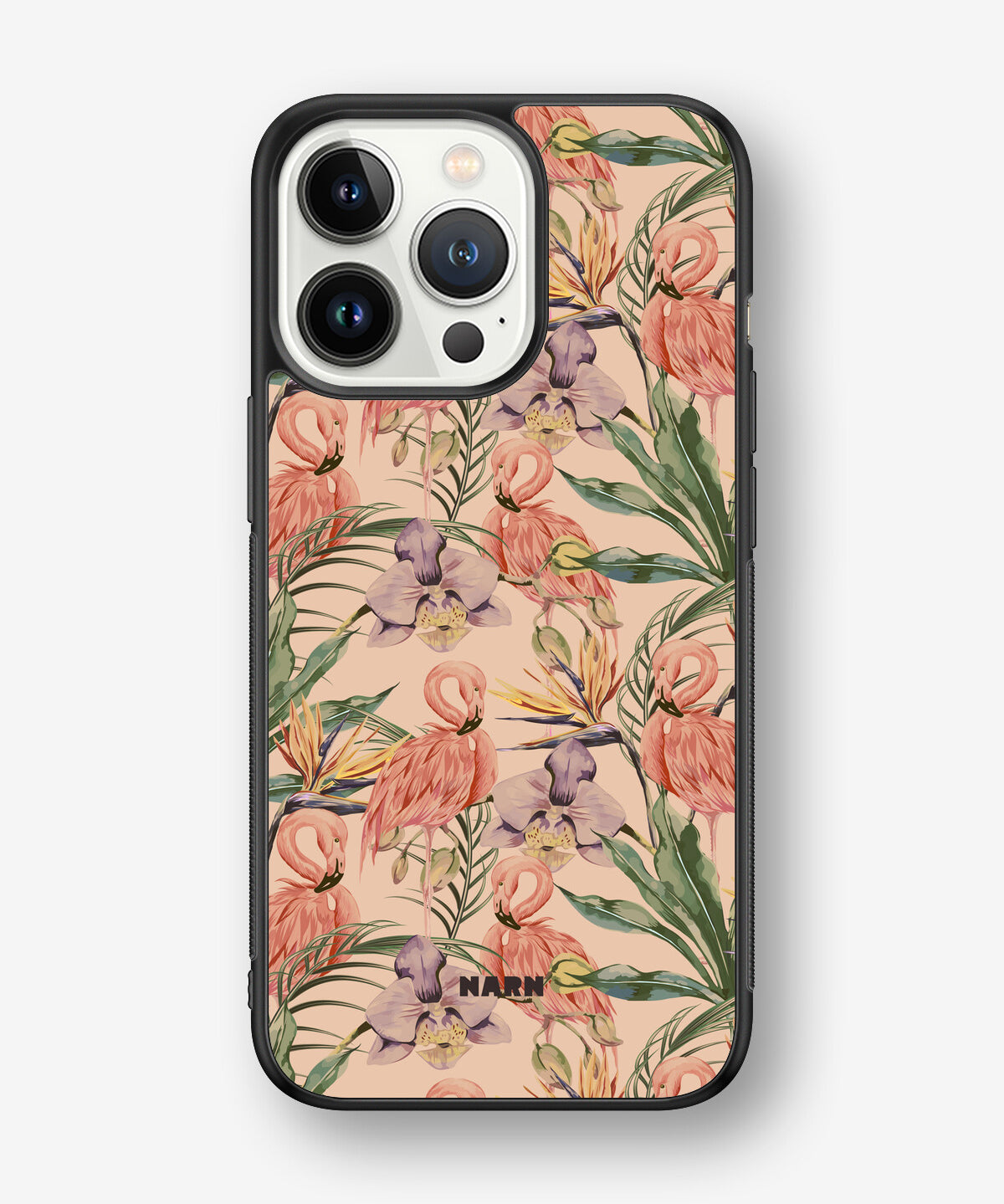 iPhone 13 Pro Hard Case – Flamingos & Flowers - View 1
