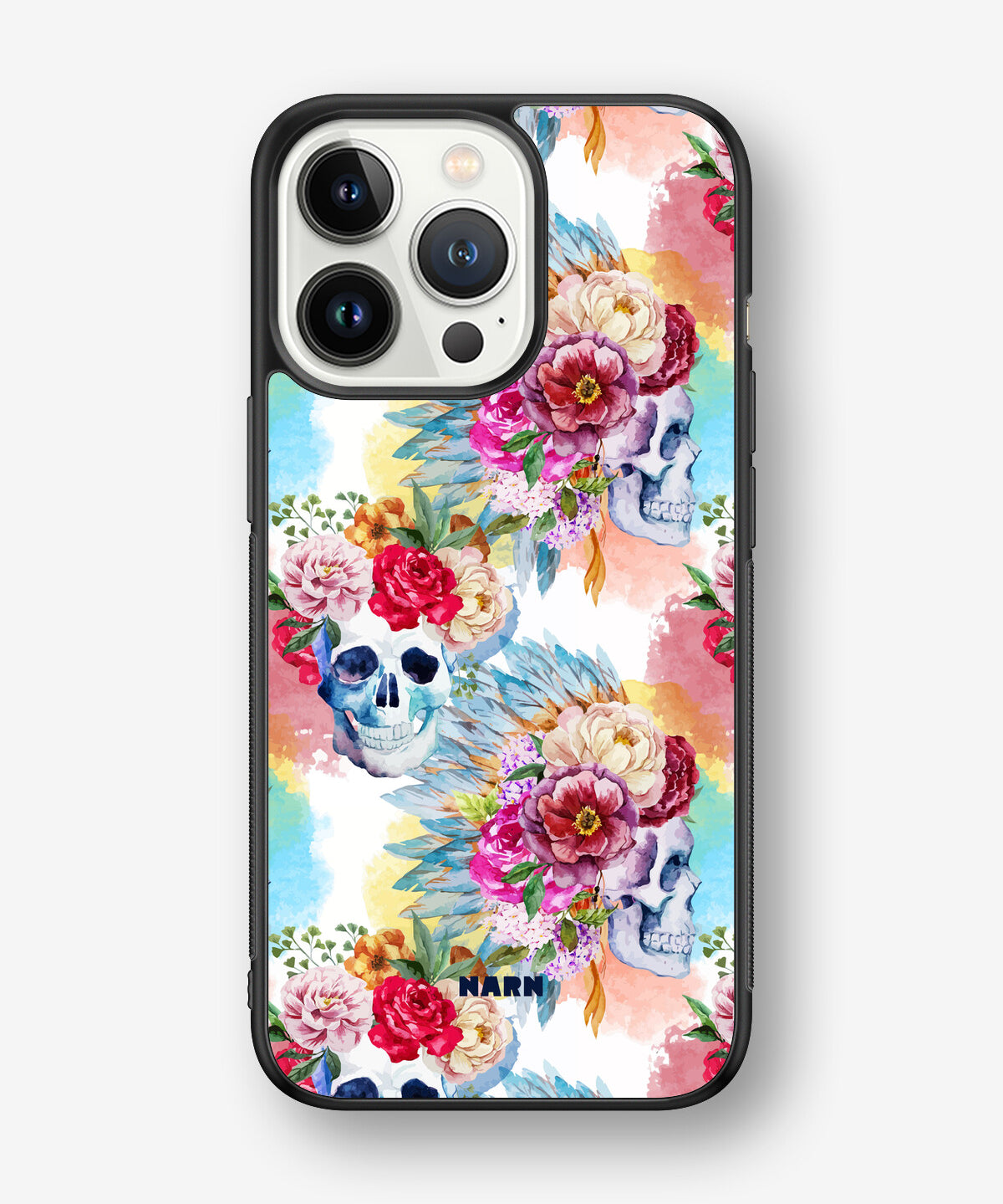 iPhone 13 Pro Hard Case – Flowered Skulls - View 1